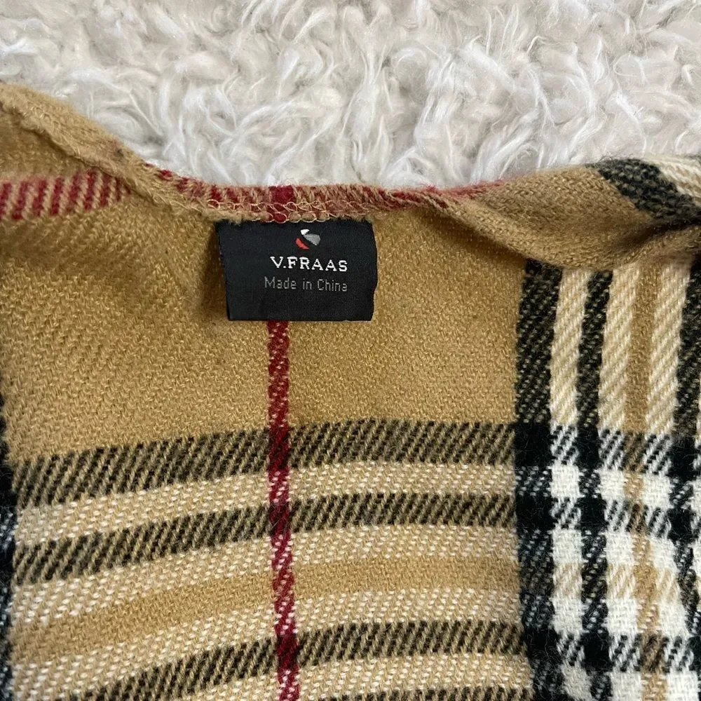V.Fraas Classic plaid Shawl acrylic material fringe accent OS
